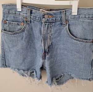 Levi's Light Blue Frayed Jean Shorts